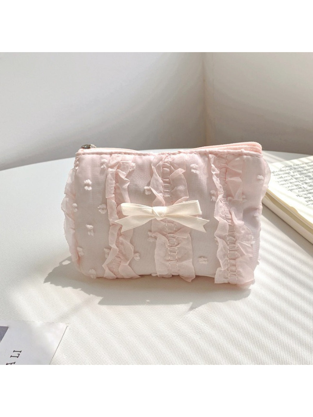 Cosbai - Ruffle Bow Cosmetic Pouch detail view 3