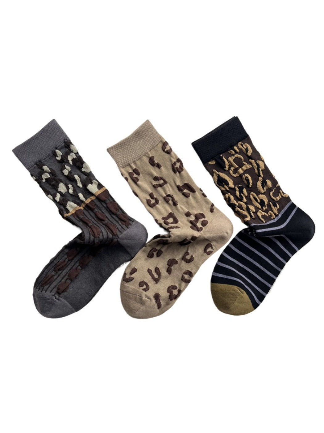Rufia - 3D Leopard Print Mid-Calf Socks