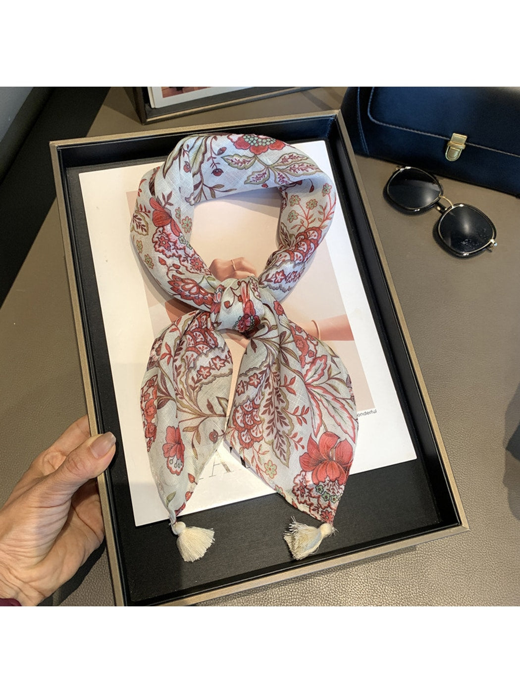 Scarvii - Lush Floral Print Decorative Square Scarf