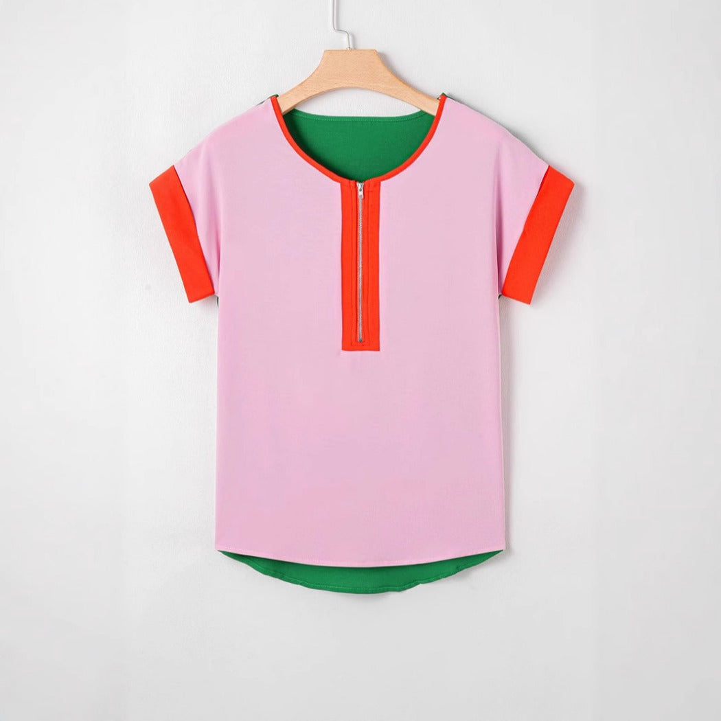 Crosa - Textured Colorblock Knit Top