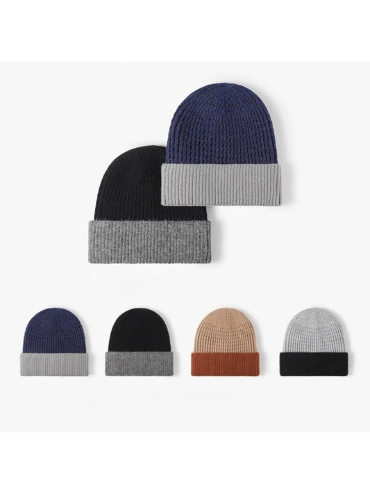 Haila - Colorblock Plush Lined Cuffed Knit Beanie