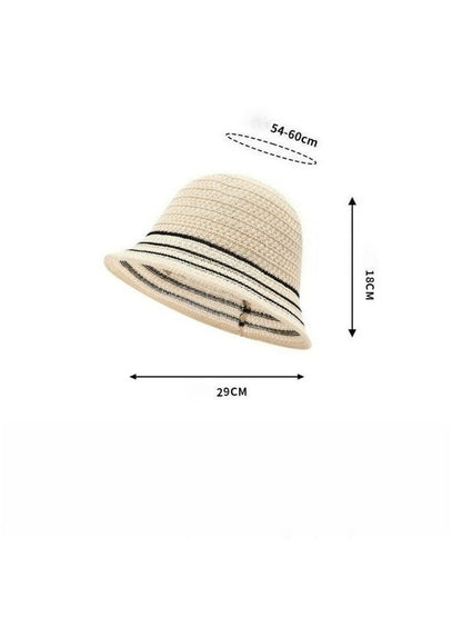 Haila - Striped Trim Round Crown Bucket Hat