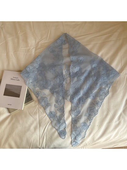 Scarvii Vintage Floral Solid Triangle Scarf product photo 4
