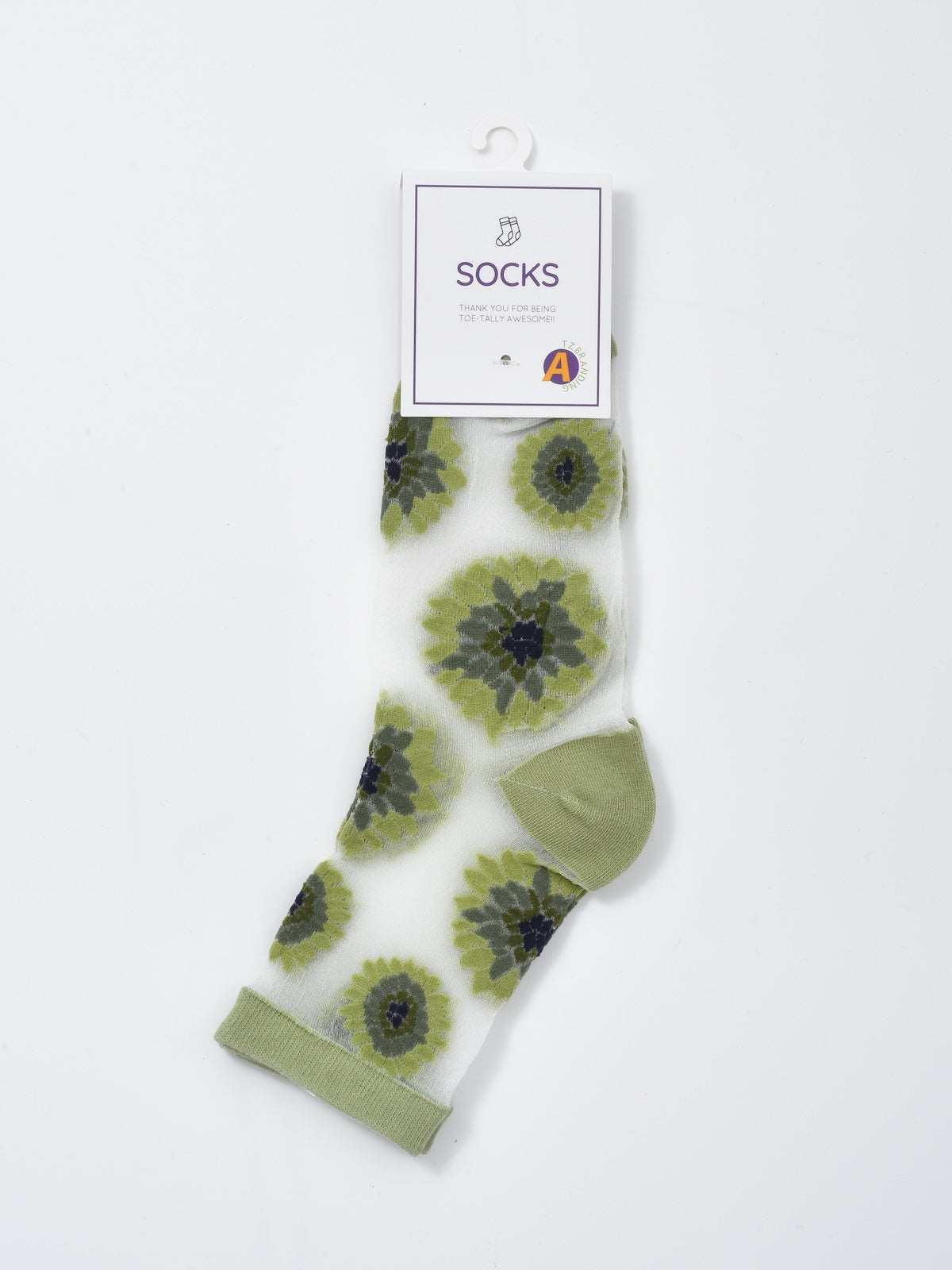 Rufia - Sheer Floral Motif Crew Socks