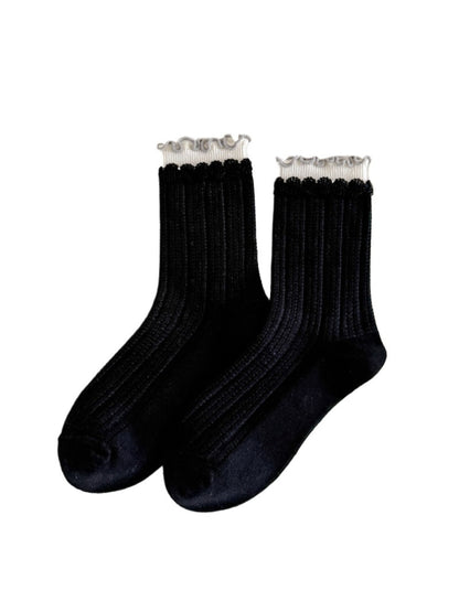 Rufia - Ribbed Layered-Ruffle Crew Socks