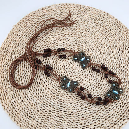 Beco Vintage Ethnic Woven Butterfly Waist Belt showing woven texture