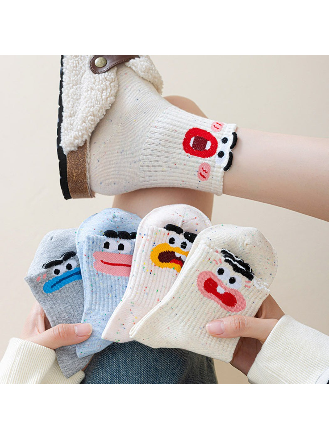 Rufia - Funny Face Confetti Crew Socks