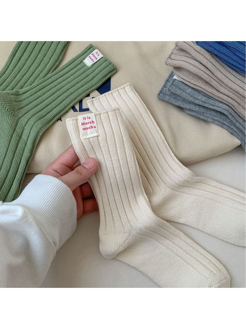 Rufia - Retro Ribbed Detail Crew Socks