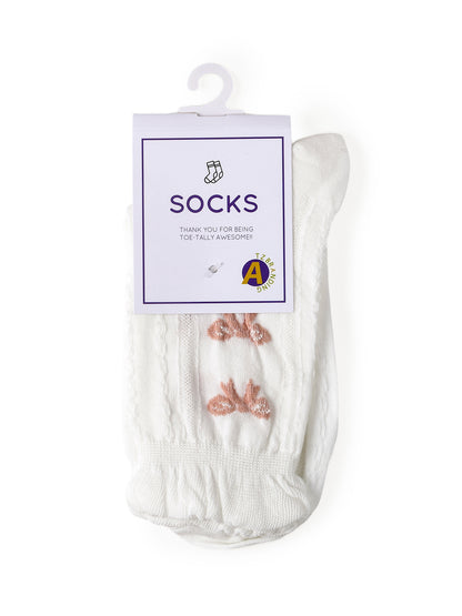Rufia - White Rolled Edge Socks for Women