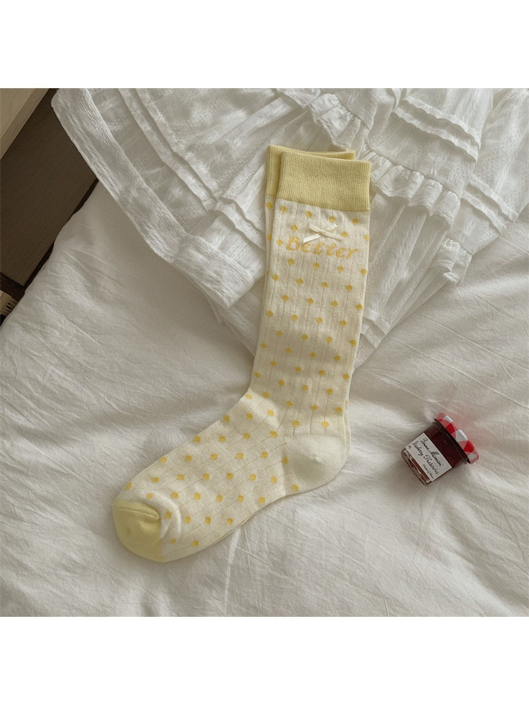 Rufia - Sweet Polka Dot Bow Mid Calf Socks