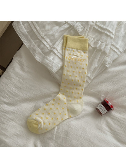 Rufia - Sweet Polka Dot Bow Mid Calf Socks