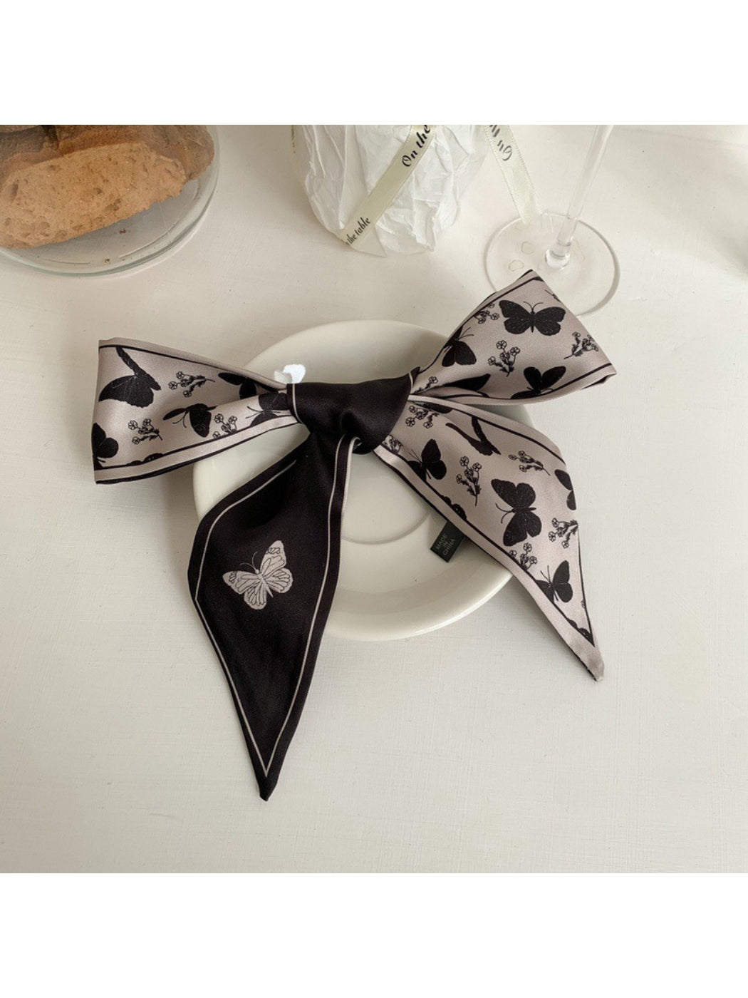 Scarvii Vintage Butterfly Motif Skinny Scarf