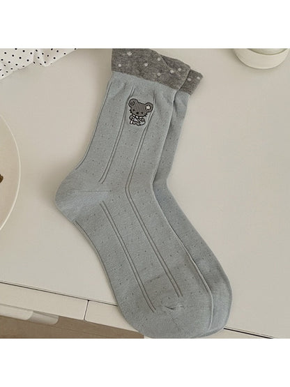 Rufia - Simple Bear Motif Crew Socks
