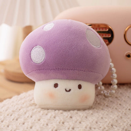 Koco Macaron-Colored Mushroom Keychain color options including BROWN, PURPLE, PINK