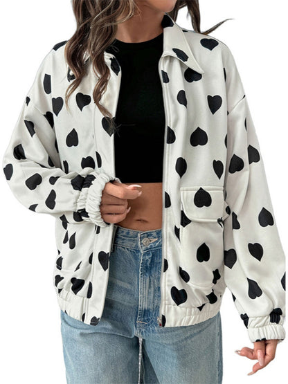 Crosa - Sweet Street Heart Zip Up Jacket Sweater