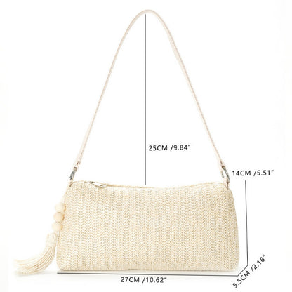Cosbai - Beige Boho Shoulder Bag With Tassel