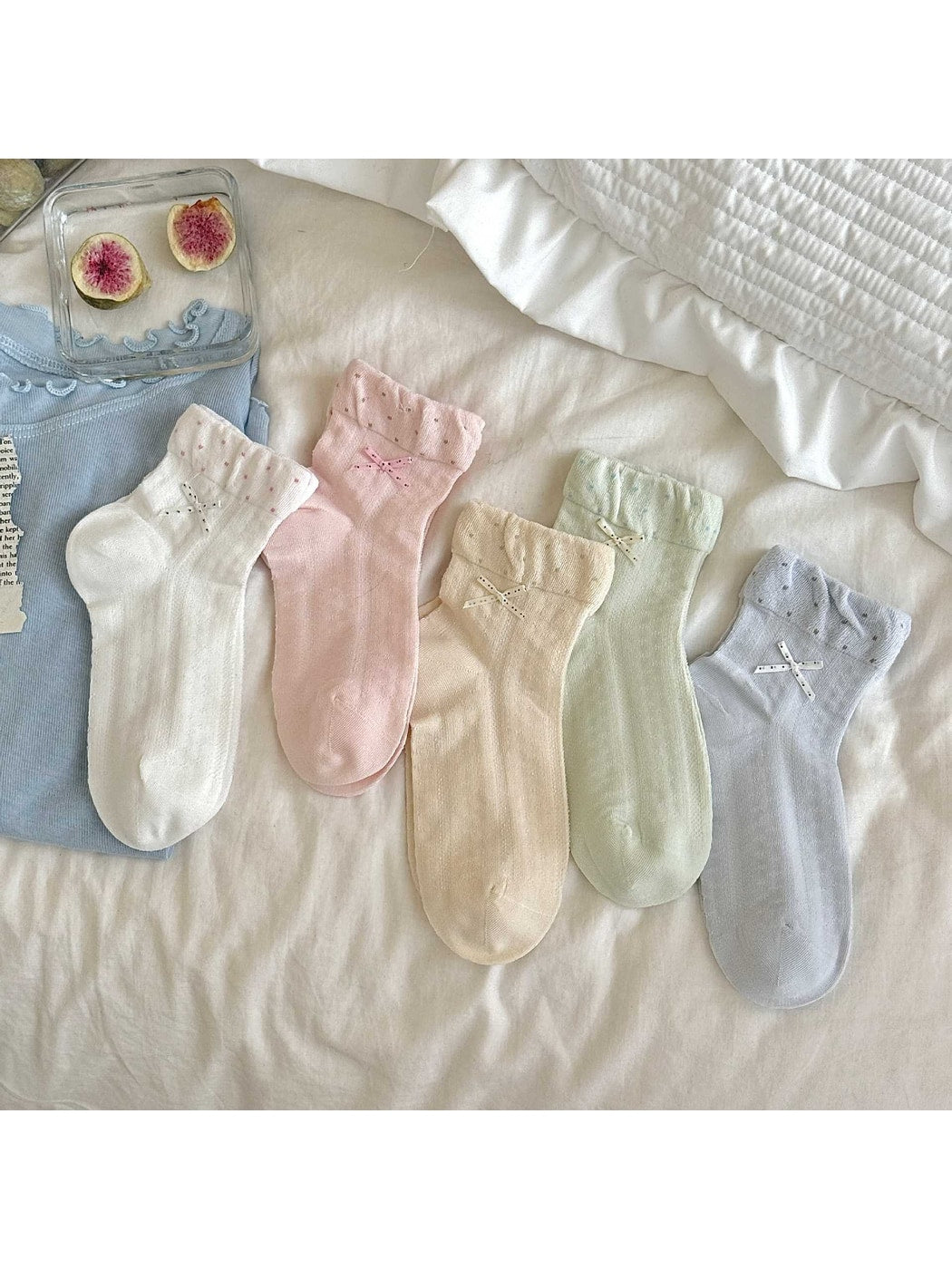Rufia - Sweet Bow Polka Dot Ankle Socks