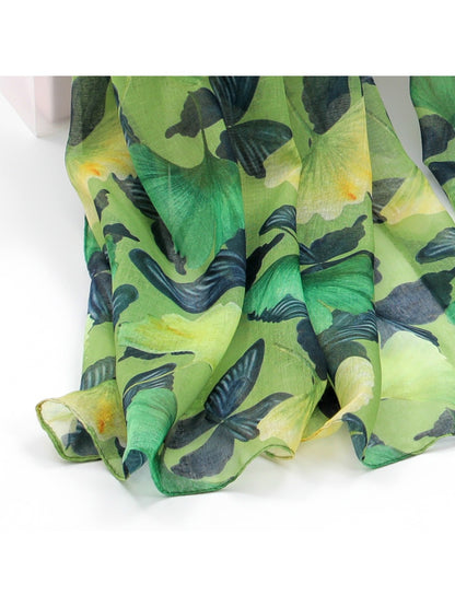 Scarvii - Maple Leaf & Butterfly Print Scarf