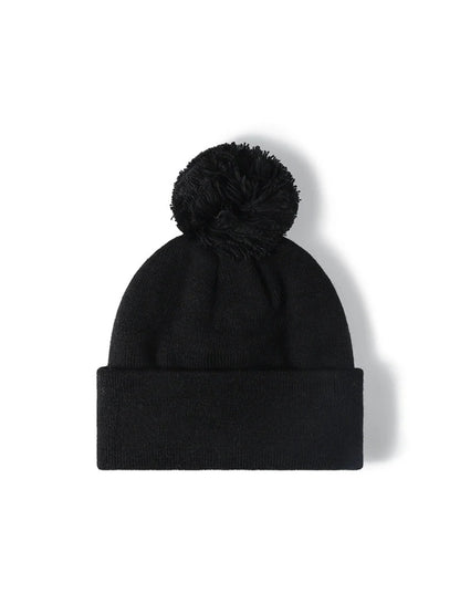 Haila - Plush Lined Pom Cuffed Knit Beanie