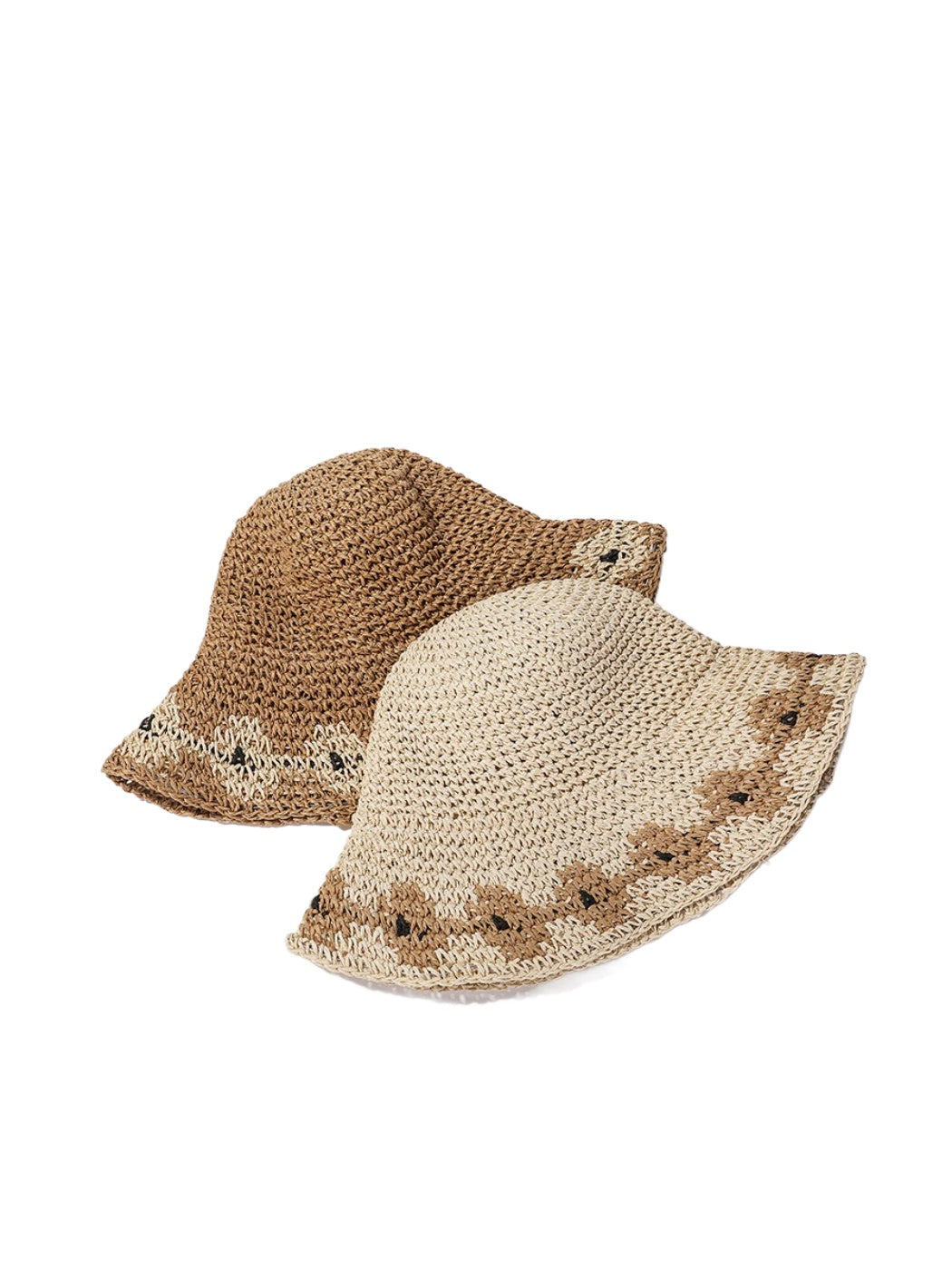 Haila sun hat with woven texture and contrast edge brim on a white background