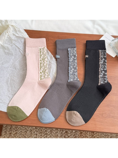 Rufia - Floral Lace-Edge Everyday Crew Socks