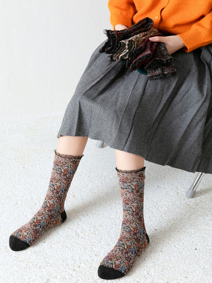 Rufia - Floral Cluster Pattern Crew Socks