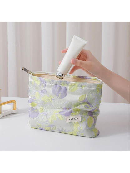 Cosbai - Floral Cosmetic Storage Handheld Pouch Bag
