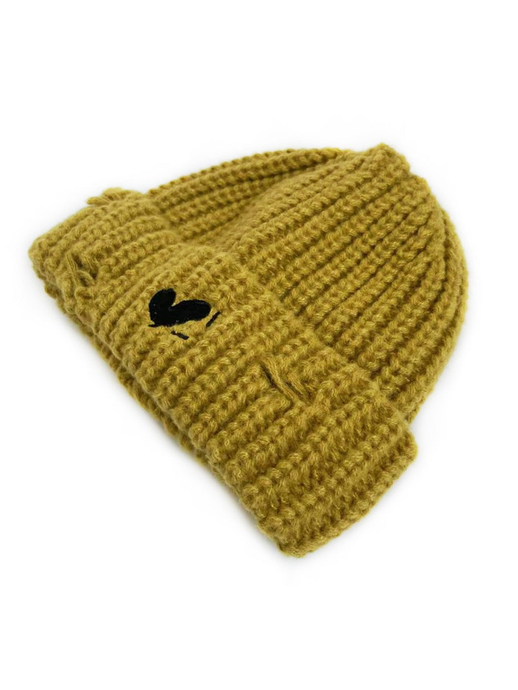 Haila - Vintage Knitted Beanie with Heart Embroidered