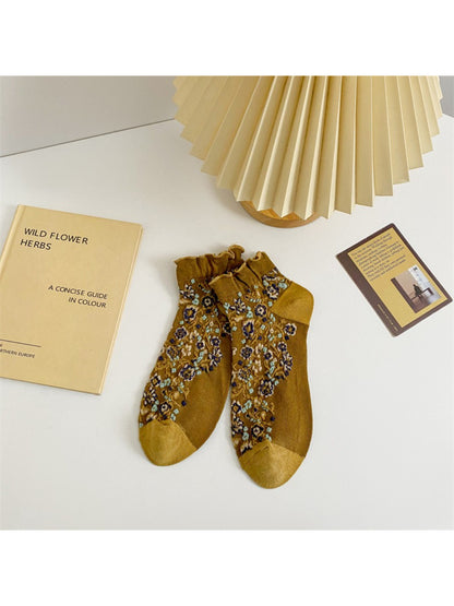 Rufia - Vintage Floral Ruffle Crew Socks