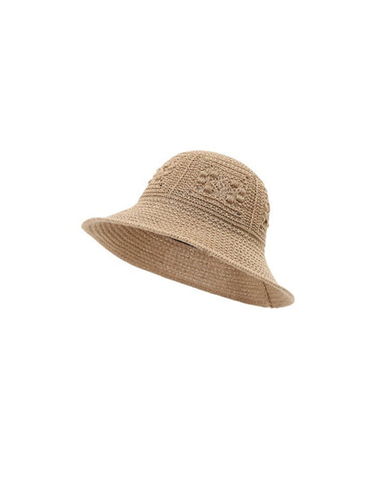Close-up of embroidery on Haila woven bucket hat