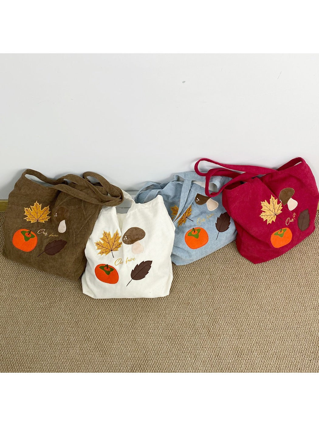 Cosbai – Embroidered Corduroy Tote Bag