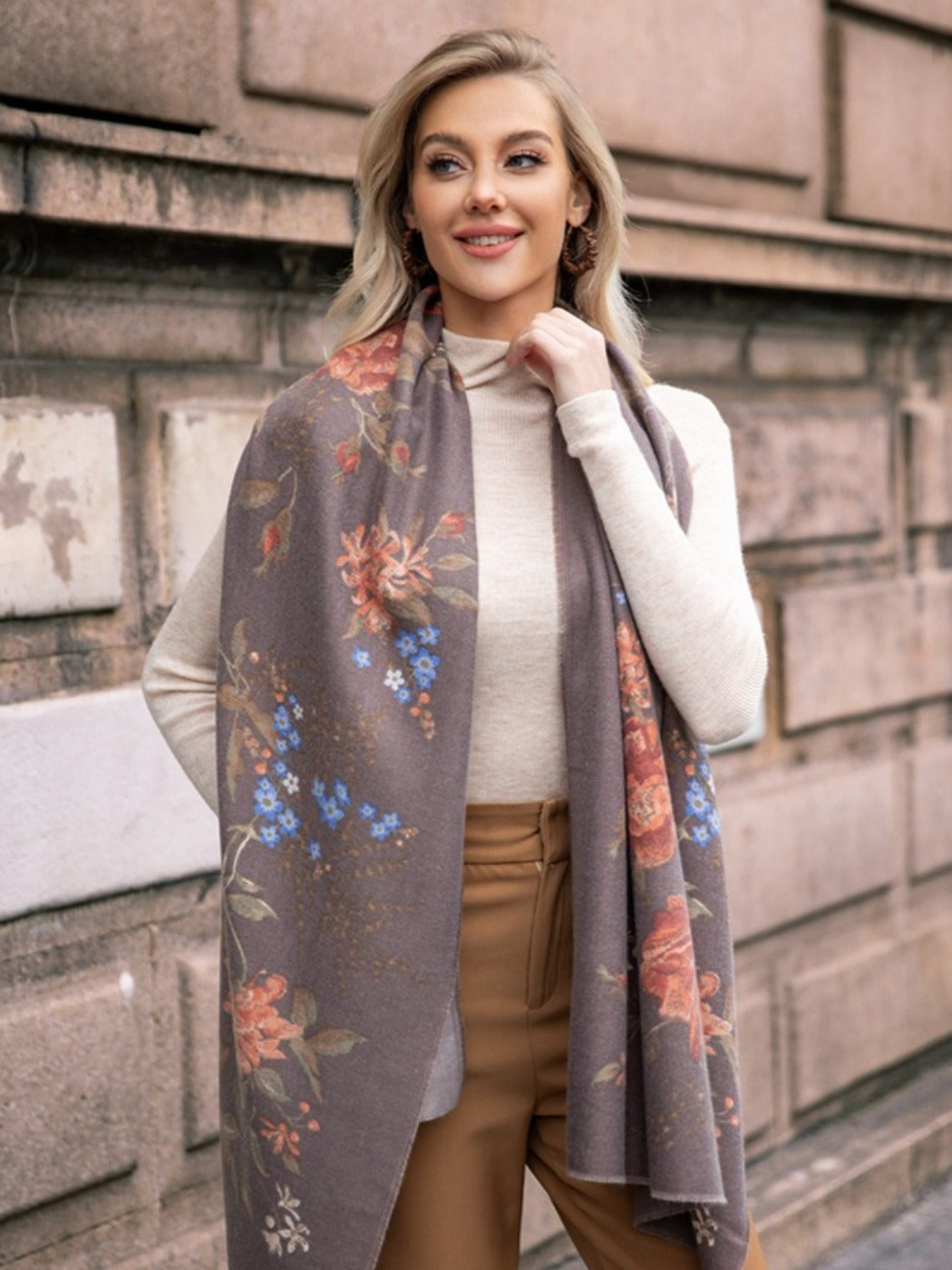 Scarvii - Vintage Floral Print Winter Scarf & Shawl