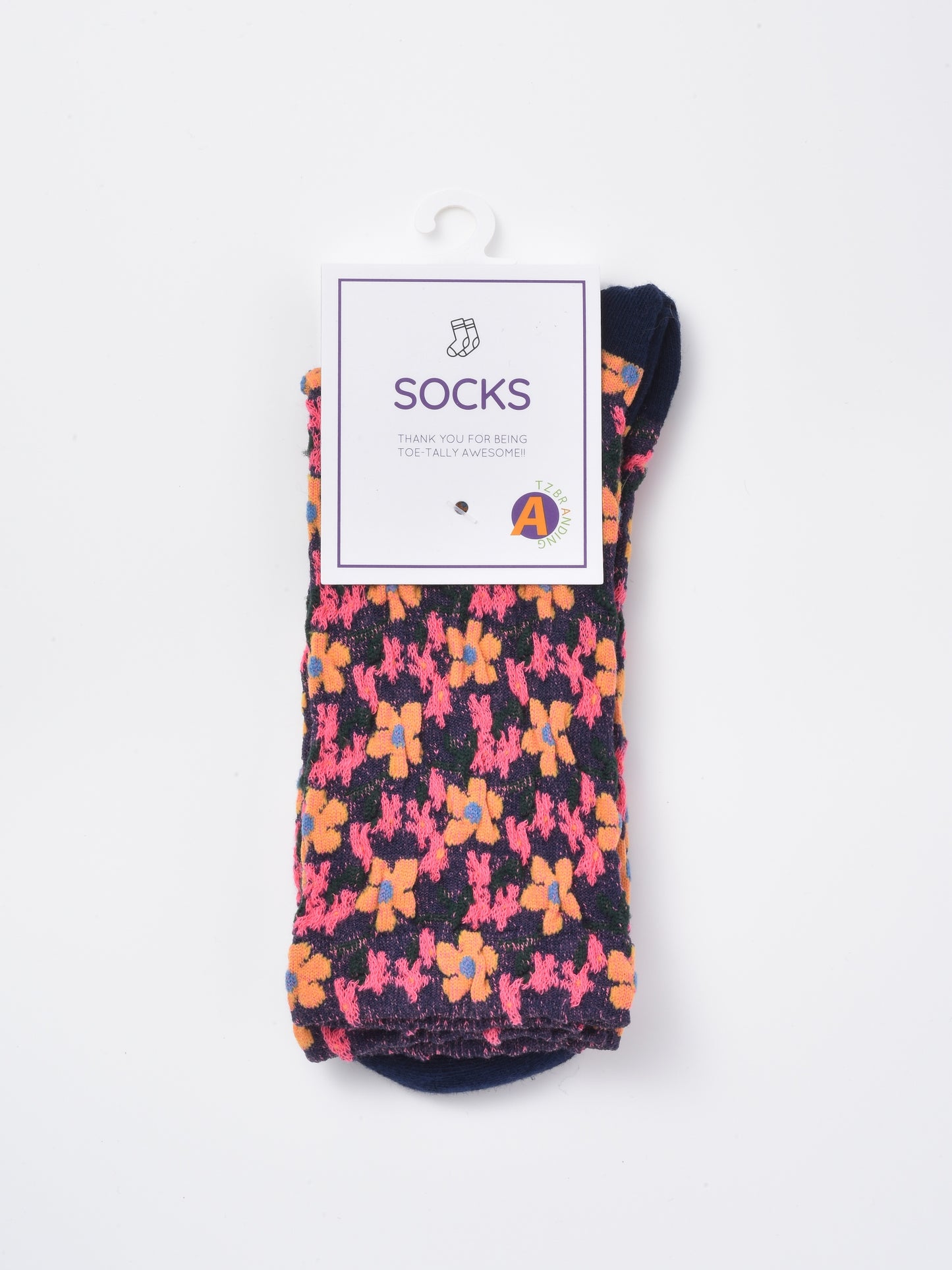 Rufia - Embossed Tiny Floral Pattern Mid-Calf Socks