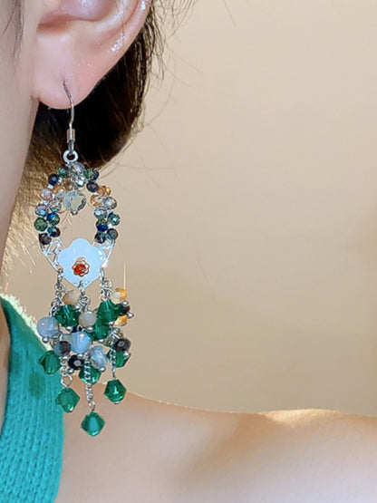 Earwish - Green Beaded Earrings - Boho & Elegance