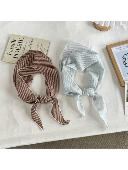 Scarvii - Colorblock Striped Scalloped Edge Triangle Scarf