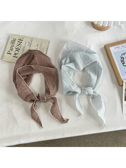 Scarvii - Colorblock Striped Scalloped Edge Triangle Scarf