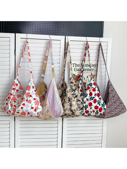 Side view of Cosbai soft floral shoulder bag showing detail