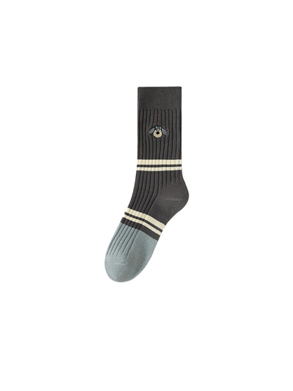 Rufia - Winter Mid-Calf Socks with Puppy & Letter Embroidered