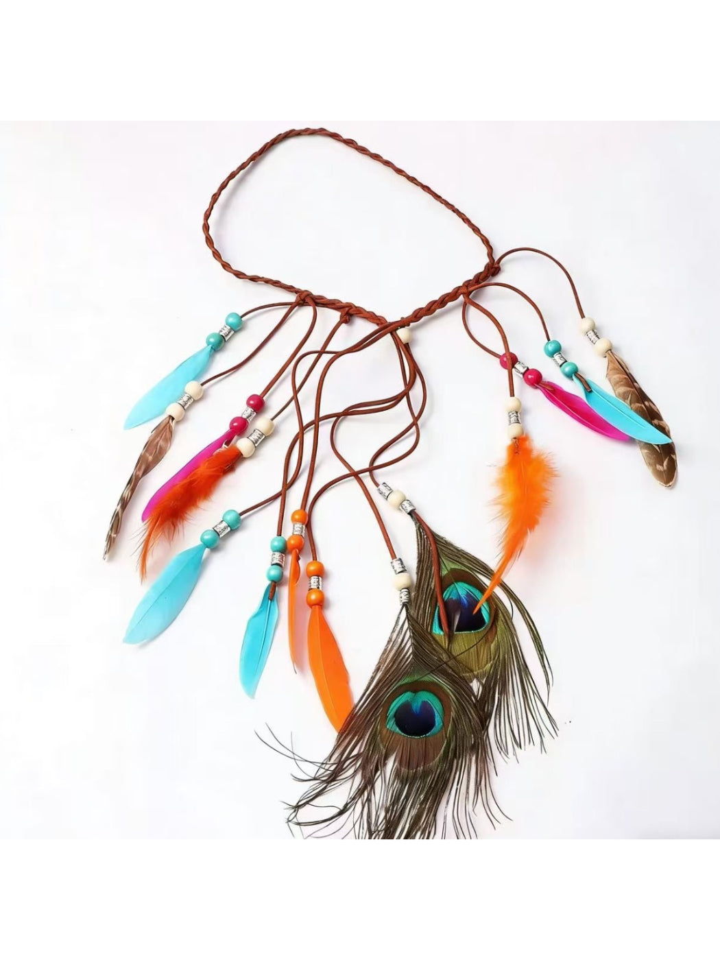 Hairish - Colorful Peacock Feather Hair Garland