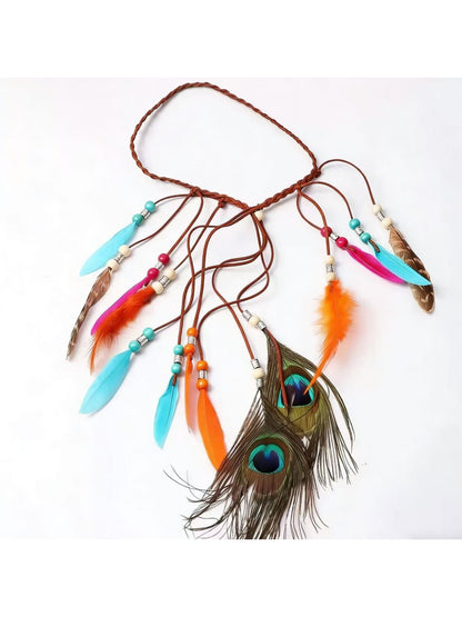 Hairish - Colorful Peacock Feather Hair Garland