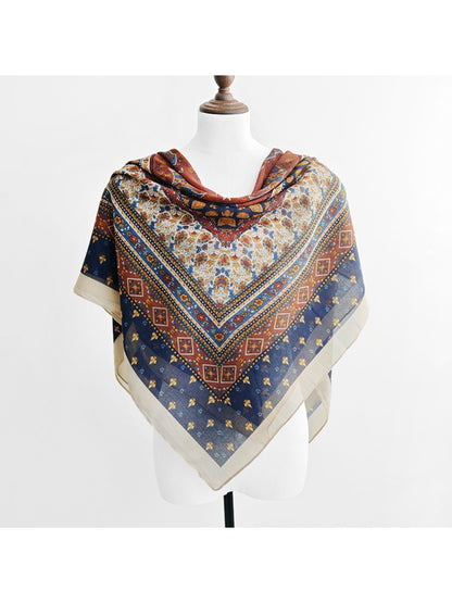 Scarvii Geometric Border Print Scarf