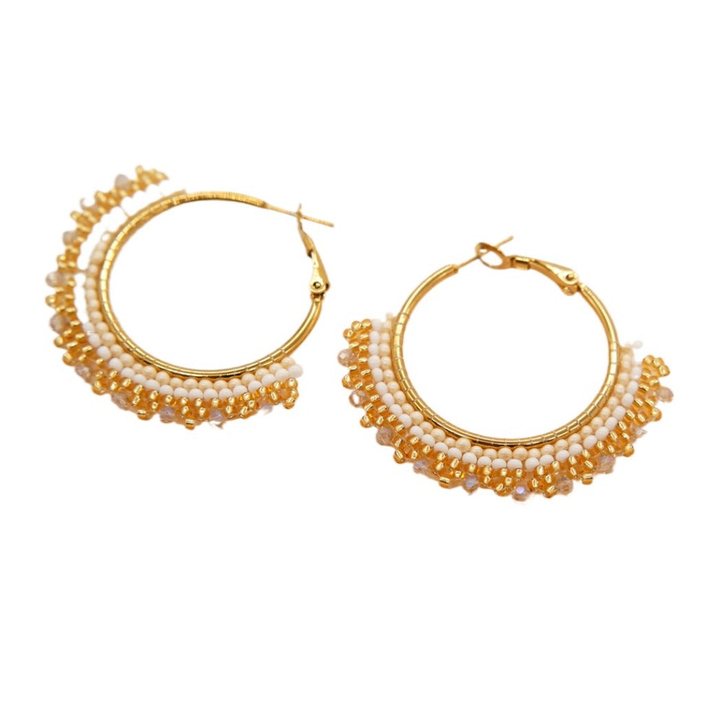 Earwish - Boho Beaded Hoop Tassel Earrings - Elegant & Playful