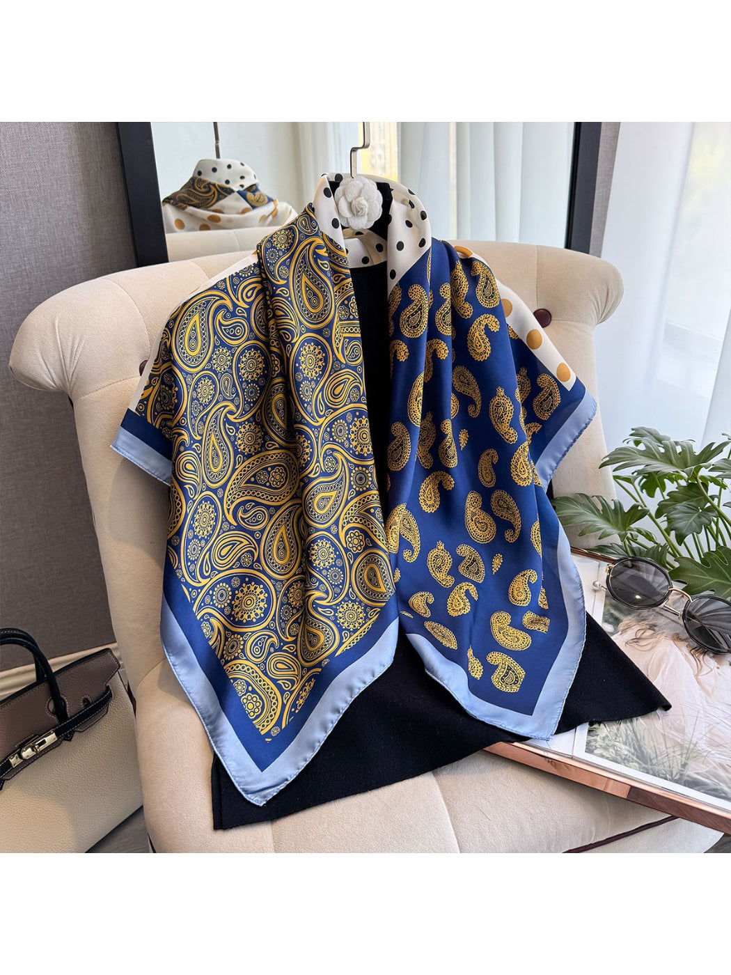 Scarvii - Patchwork Dot Paisley Print Scarf