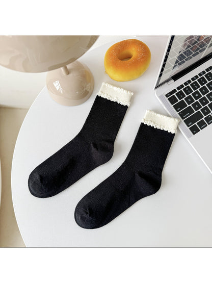 Rufia - Ruffle Cuff Ribbed Crew Socks product image 3