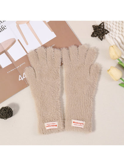 Gloving - Solid Color Plush Fuzzy Touchscreen Gloves