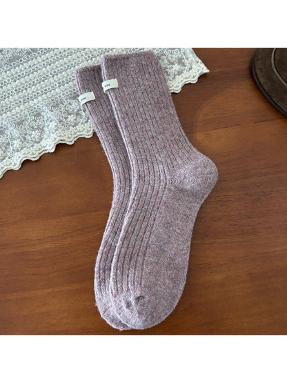 Rufia - Cozy Solid Rib Knit Crew Socks