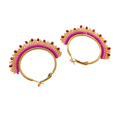 Earwish - Boho Beaded Hoop Tassel Earrings - Elegant & Playful