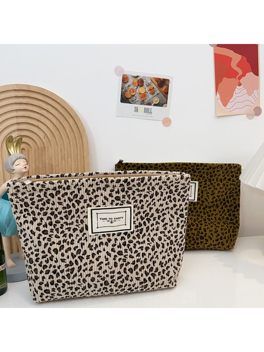 Cosbai - Soft Leopard Zip Pouch