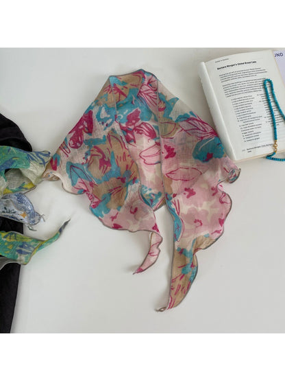 Scarvii Small Floral Print Triangle Scarf