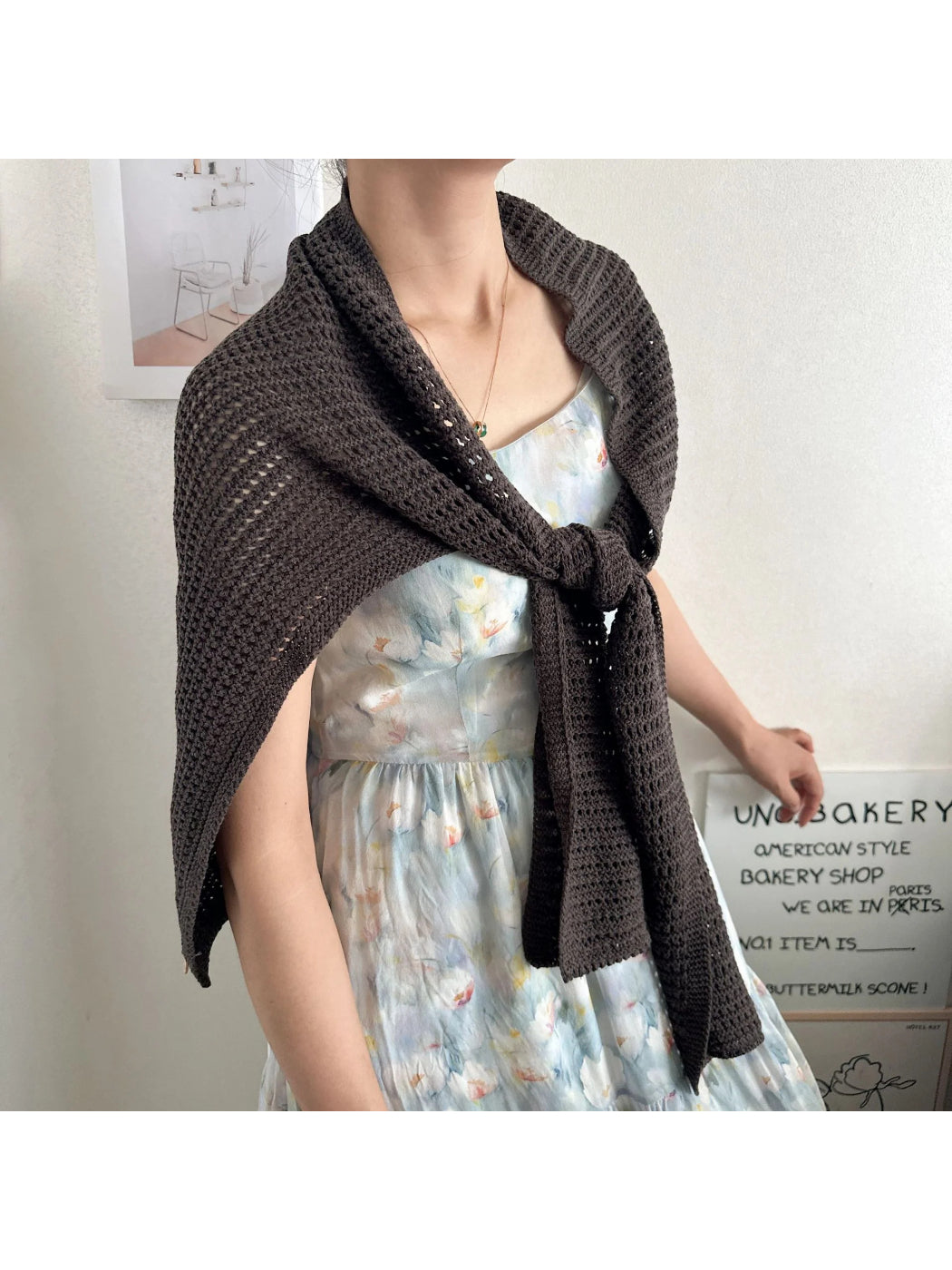 Scarvii - Open Knit Shoulder Wrap Scarf
